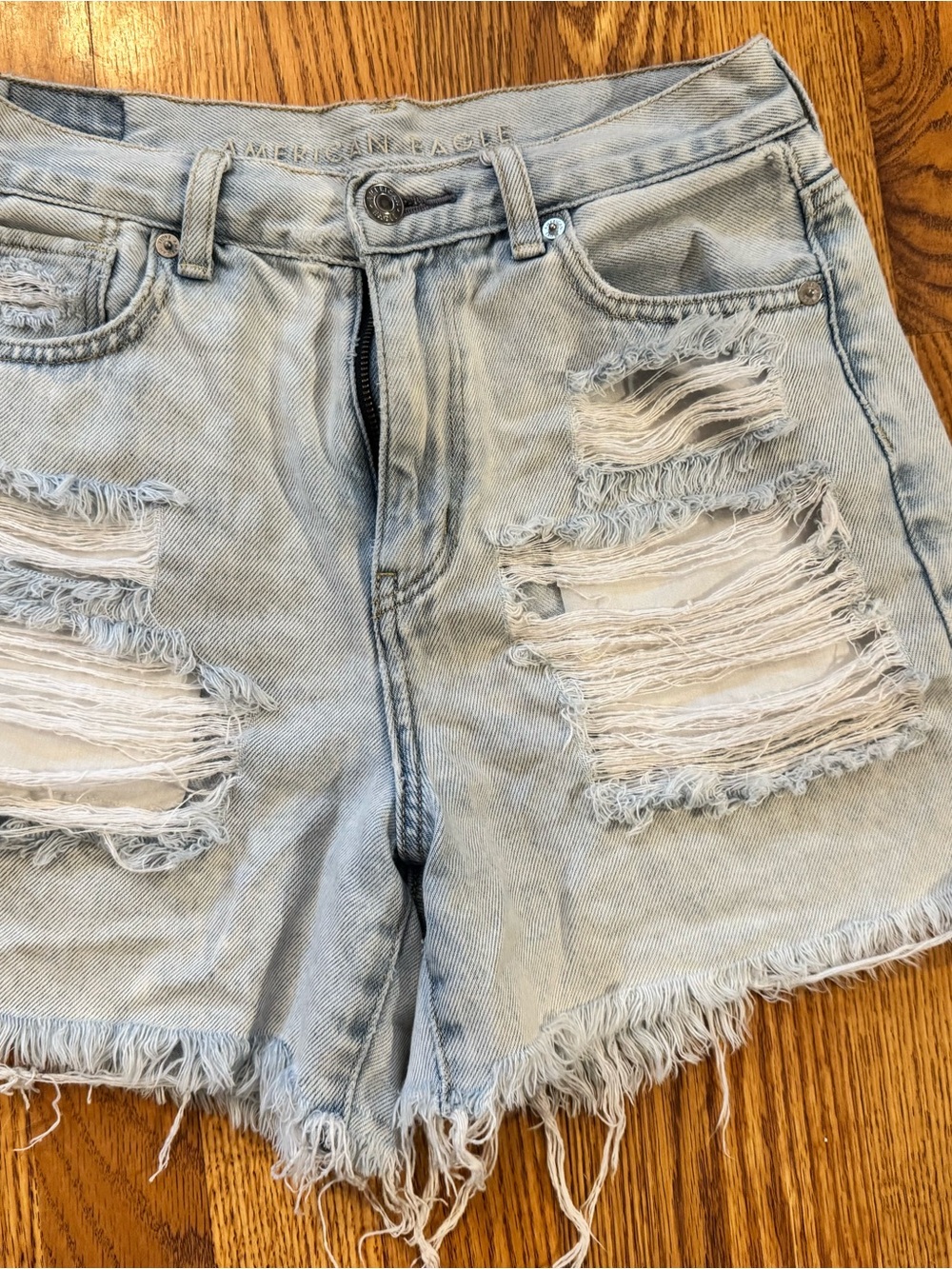 American Eagle Outfitters Light Wash Distressed Denim Shorts